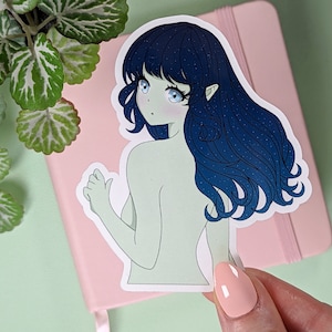 ALIEN ELF GIRL Sticker, Anime Girl Sticker, Kawaii Celestial Woman Sticker, Cute Aesthetic Sticker, Pretty Anime Manga Art Style, Waterproof