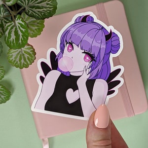 BUBBLEGUM GIRL Sticker, Chibimica.Art DTIYS #dtiysmica70k, Draw this in your style entry, Kawaii Stationery, Anime Manga Style Art, Vinyl