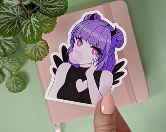 Anime Girl Sticker | Waterproof Vinyl, Kawaii Decal - Etsy