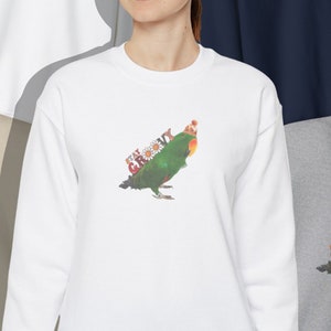 Green eclectus parrot stay groovy fall vibes Unisex Heavy Blend™ Crewneck Sweatshirt ideal gift for eclectus owner