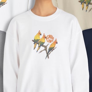 Sun conure fall vibes thanksgiving family Crewneck Sweatshirt ideal gift for sun conures owner, pet sun conure fall themed, bird lover gift
