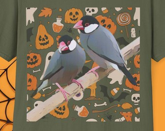 Java finch halloweenT-Shirt, pet bird Tee, Cute Java finch Halloween Shirt, Fall Spooky Season Wear, Gift for Pet parrot