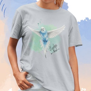 Blue budgie T-Shirts, blue parakeet t-shirts, blue budgie Tee, budgie, blue budgerigar shirts, parrot lover gift, budgies tee  bird love Tee