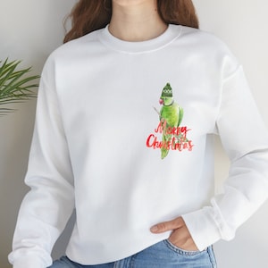 Green Indian ringneck christmas Sweatshirt, xmas Indian ringneck lover gift, birthday Indian ringnecks pullover, pet Indian ringneck parrots