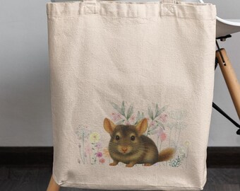 Cute Baby Chinchilla Illustration Tote Bag pet Chinchilla Floral Woodland Animal Chinchilla lover rodents owner tote birthday gift