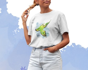 green budgie T-Shirts, green parakeet t shirts, green budgie shirts, budgie, budgerigar Tee, parrot lover gift, budgies tee for bird love