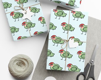 Papeles de regalo con forma de agapornis, papel de regalo con forma de cara de melocotón, paquete de regalo para dueño de agapornis, papel de regalo con temática de aves