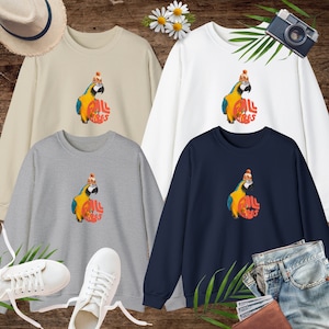 Macaw fall thanksgiving vibes families Unisex Crewneck Sweatshirt ideal for family that own macaw parrot, bird lover, parrot lover