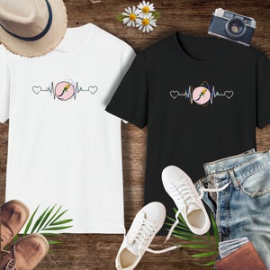 Valentine’s day Sun conures heartbeat waves matching couples T-Shirt ideal gift for sun conure lover, sun conure mom shirt