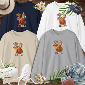 Thanksgiving Macaw fall stay groovy families Unisex Crewneck Sweatshirt ideal gift for family own macaw, bird lover, parrot lover
