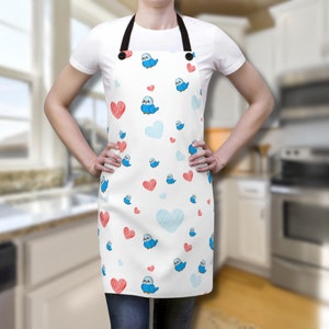 Blue budgie mom Apron, blue parakeet woman apron, blue budgerigar kitchen gift for blue budgie lover, parakeet mom gift