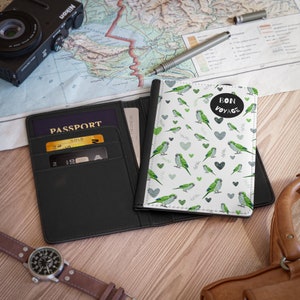 Funda de pasaporte bolsillo de periquito monje verde para pasaporte, cartera de pasaporte personal de mamás de periquito monje verde, mamá de periquito monje verde presente