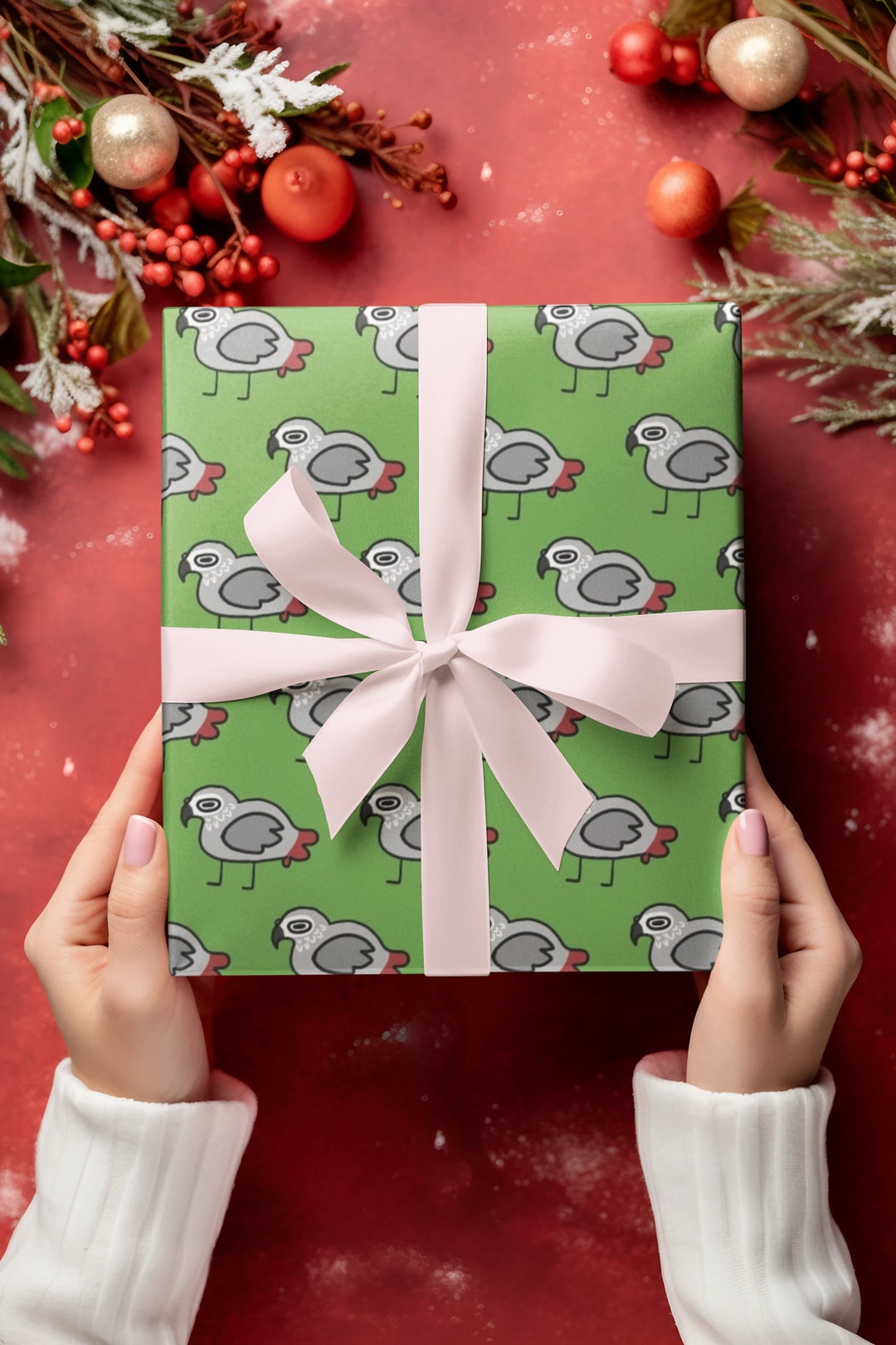 African Grey Parrot Gift Wrap Papers, African Parrot Gift Wrap, Gray