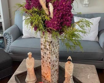 Large Mosaic Style Mother of Pearl Vase