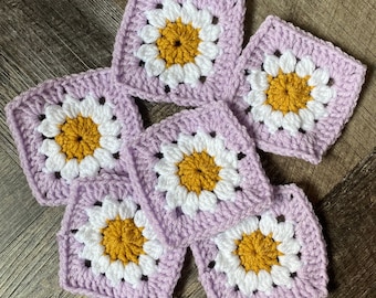 Daisy Grandma Square Pattern, Grandma quadratisches Muster, Häkelanleitung, PDF-Häkelanleitung, digitaler Download, sofortiger Download