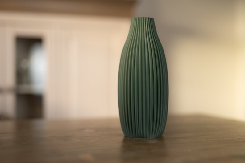 Vase / decorative vase / 3D print Elva / pampas grass / dried flowers / decoration / eucalyptus / bouquet / gypsophila dunkelgrün