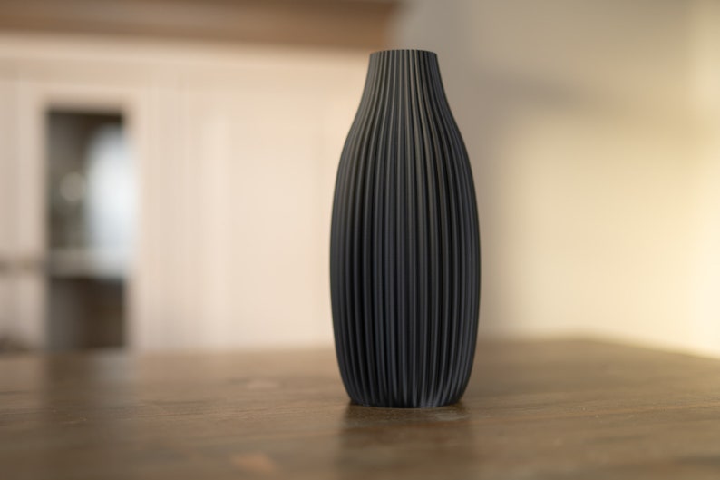 Vase / decorative vase / 3D print Elva / pampas grass / dried flowers / decoration / eucalyptus / bouquet / gypsophila schwarz