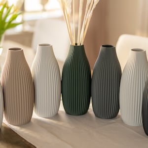 Vase / decorative vase / 3D print Elva / pampas grass / dried flowers / decoration / eucalyptus / bouquet / gypsophila image 3