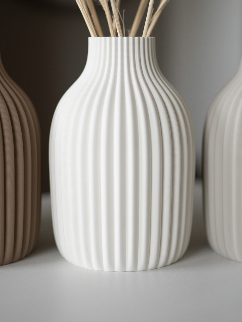 NOUVEAU Vase / vase décoratif / impression 3D Torm / herbe de pampa / fleurs séchées / décoration / eucalyptus / bouquet / gypsophile weiß
