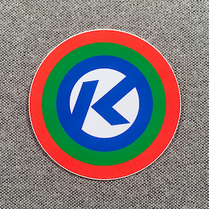 Kryptonics K target Skateboard Sticker 2.5 inches Red-Blue-Green-White