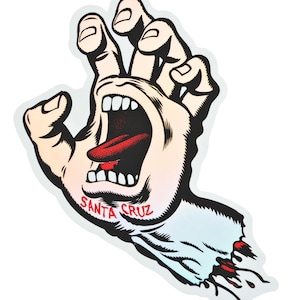 Santa Cruz Screaming Metallic Hand Skateboard Sticker 6.25