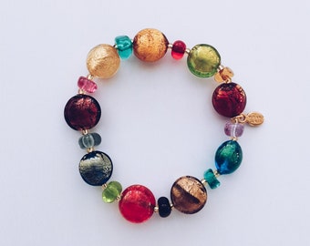 Schöne Murano Kristall Handarbeit Glas Perlen Armband aus Venedig Grün & Weiß Schöne Murano Kristall Handarbeit Glas Perlen Armband aus Venedig Grün & Weiß