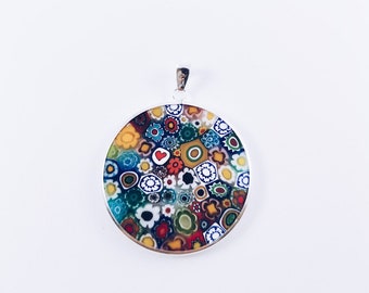 Foiled Millefiori Art Glass Cabochons Pendants 1 Lb Pound Lot Foiled Millefiori Art Glass Cabochons Pendants 1 Lb Pound Lot