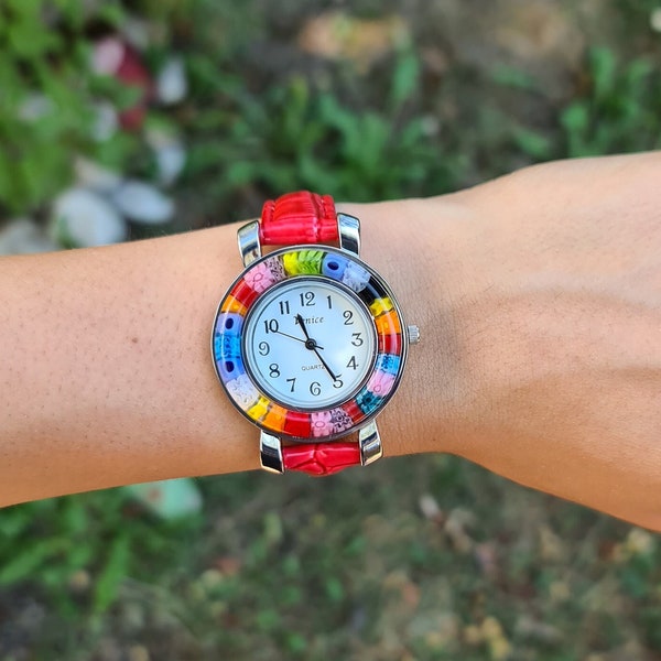 Horloge Millefiori "Espace" (Verre de Murano de Venise)