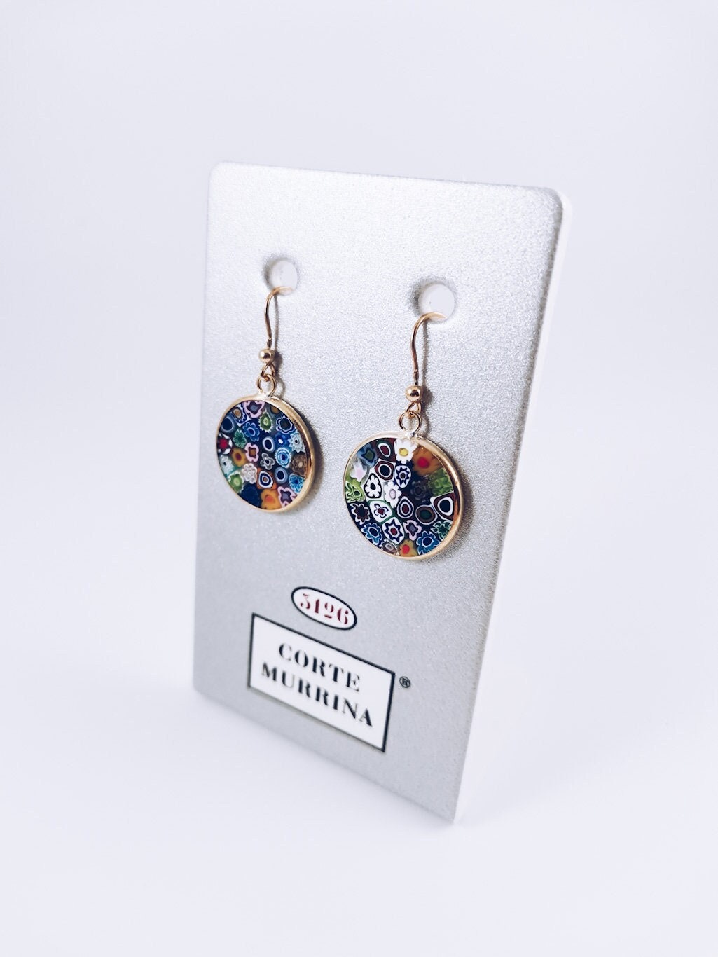 Lot De 9 Paires De Boucles D'oreilles En Verre De Murano Avec Feuilles D'argent - Idéal Pour Noël !