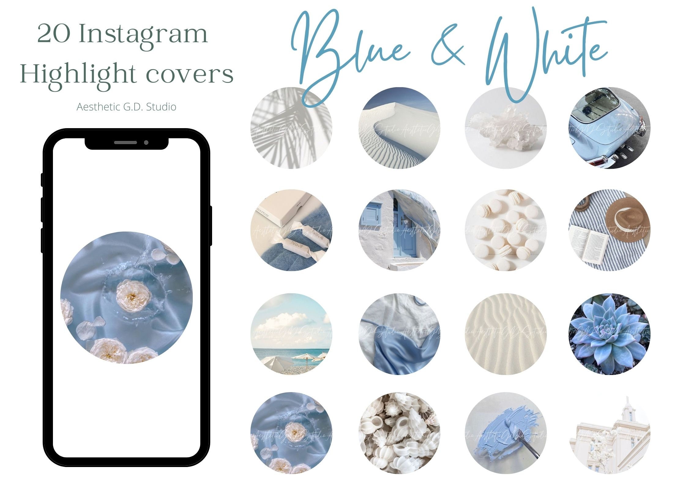 Instagram Highlight Covers Blue & White Ig Story Icons Etsy UK