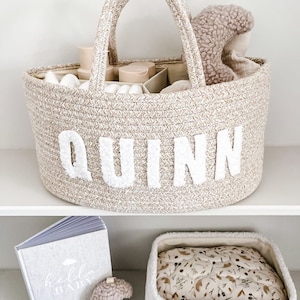 Personalisierte Boucle Windeltasche, Neugeborenen Geschenk, Baby-Dusche-Geschenk, Kinderzimmer Lagerung, Baby Geschenk, Baby Organisator, Kinderzimmer Dekor