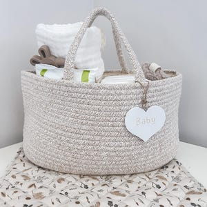 Diaper Organizer, Rope Diaper Caddy, Neutral Baby Shower Gift basket, Baby Organiser Bag, Maternity Leave Gift, Baby Storage Caddy