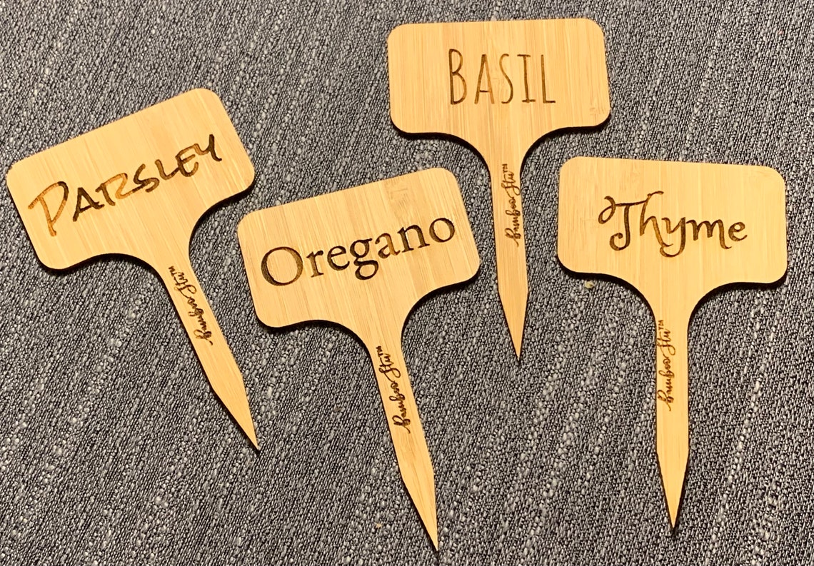 Bamboo Garden Tags Plant Markers Plant Tags Laser Engraved Etsy