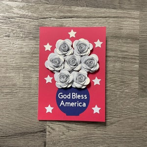 God Bless America Patriotic Greeting Card Red White and Blue with Stars image 1