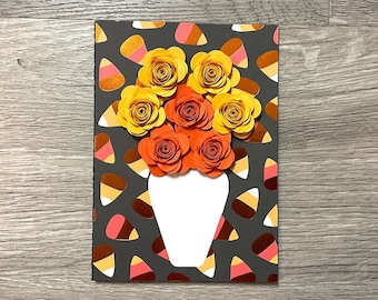 Floral 3D Candy Corn Greeting Card - Customizable