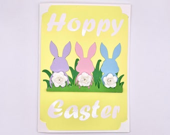 Hoppy Easter Bunny with Flower Tail Greeting Card