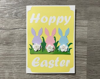 Hoppy Easter Bunny with Flower Tail Greeting Card