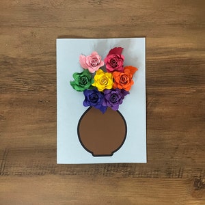 Floral Greeting Card Customizable 3D Rainbow Flower Arrangement image 1