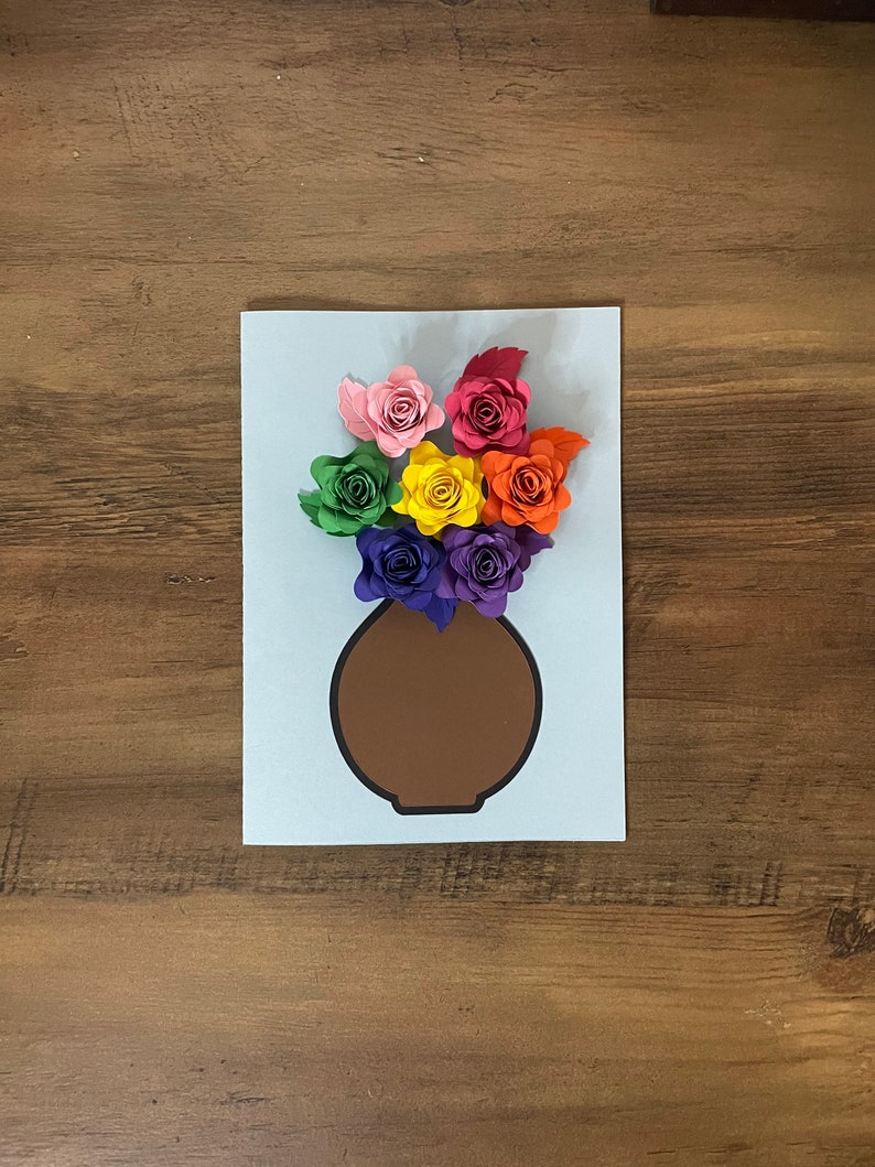 Floral Greeting Card Customizable 3D Rainbow Flower Arrangement image 1