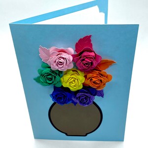 Floral Greeting Card Customizable 3D Rainbow Flower Arrangement image 5