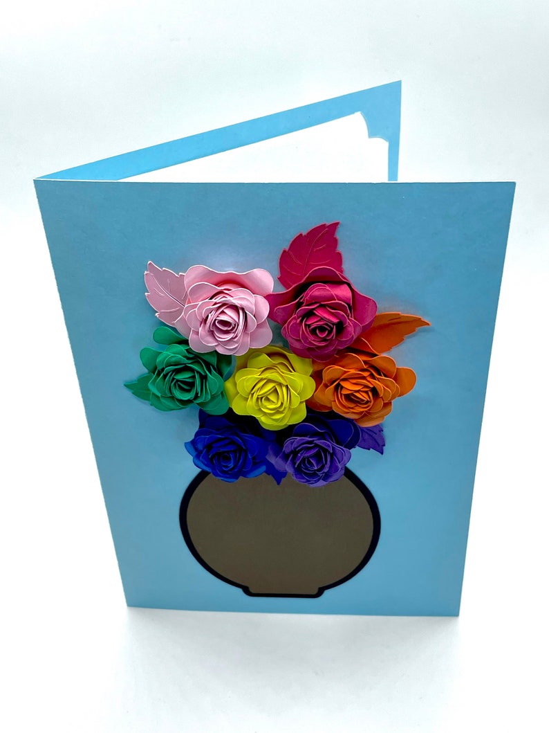 Floral Greeting Card Customizable 3D Rainbow Flower Arrangement image 5