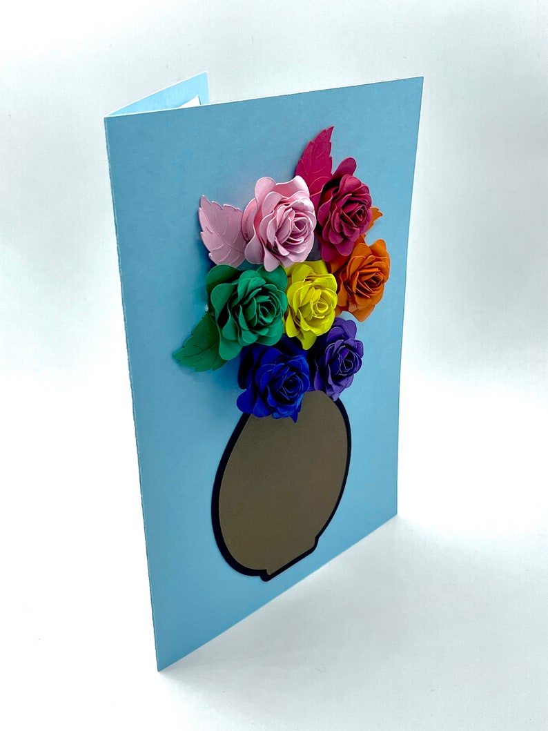 Floral Greeting Card Customizable 3D Rainbow Flower Arrangement image 4