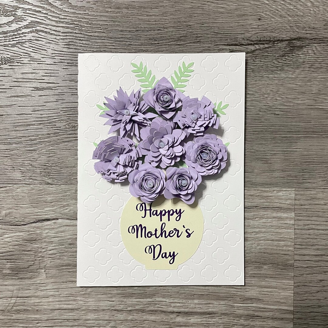 Happy Mother's Day Lavender Floral Greeting Card 3D Etsy