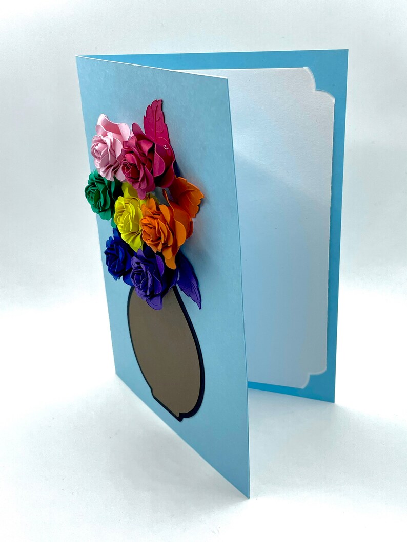 Floral Greeting Card Customizable 3D Rainbow Flower Arrangement image 6