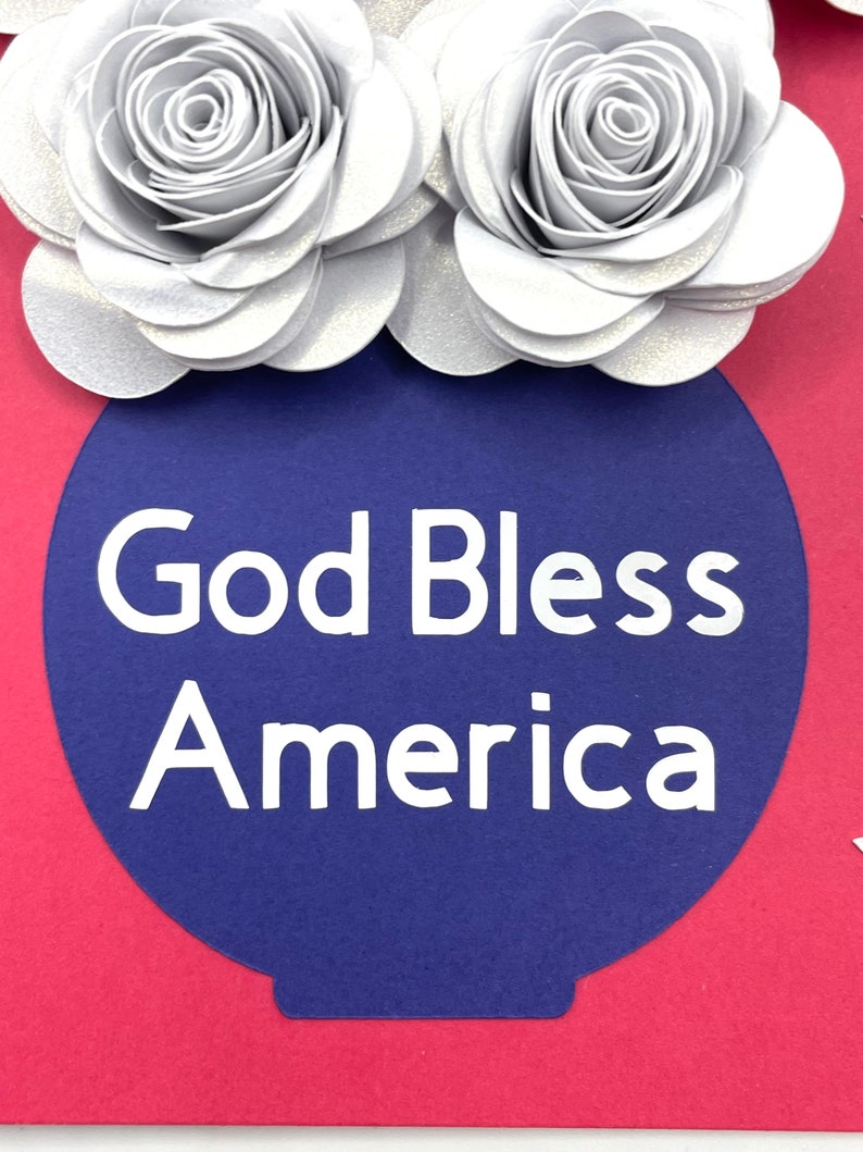 God Bless America Patriotic Greeting Card Red White and Blue with Stars image 6