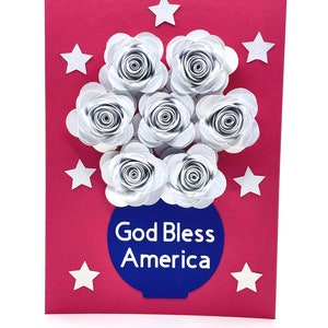 God Bless America Patriotic Greeting Card Red White and Blue with Stars image 2