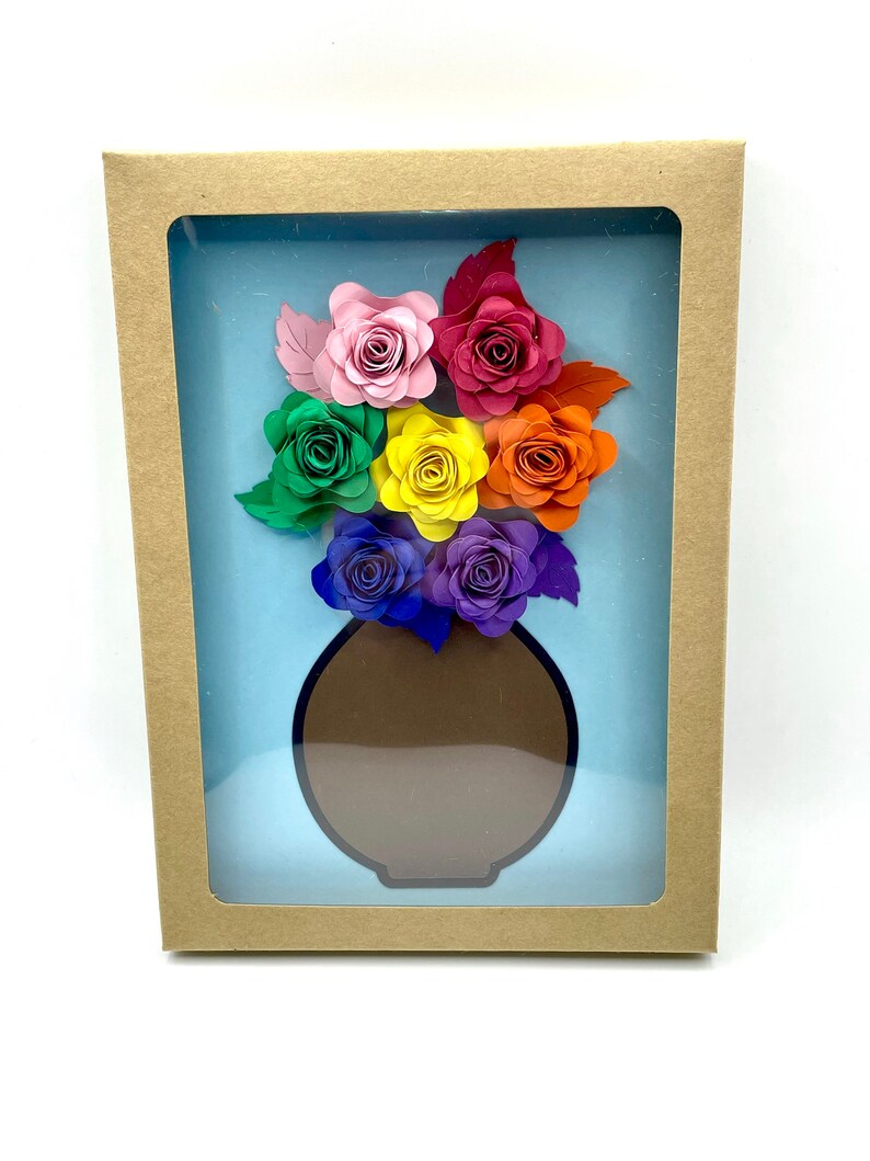 Floral Greeting Card Customizable 3D Rainbow Flower Arrangement image 3