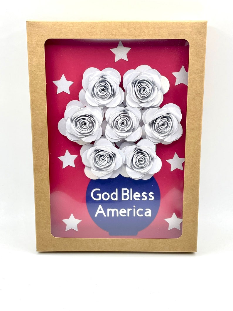 God Bless America Patriotic Greeting Card Red White and Blue with Stars image 3