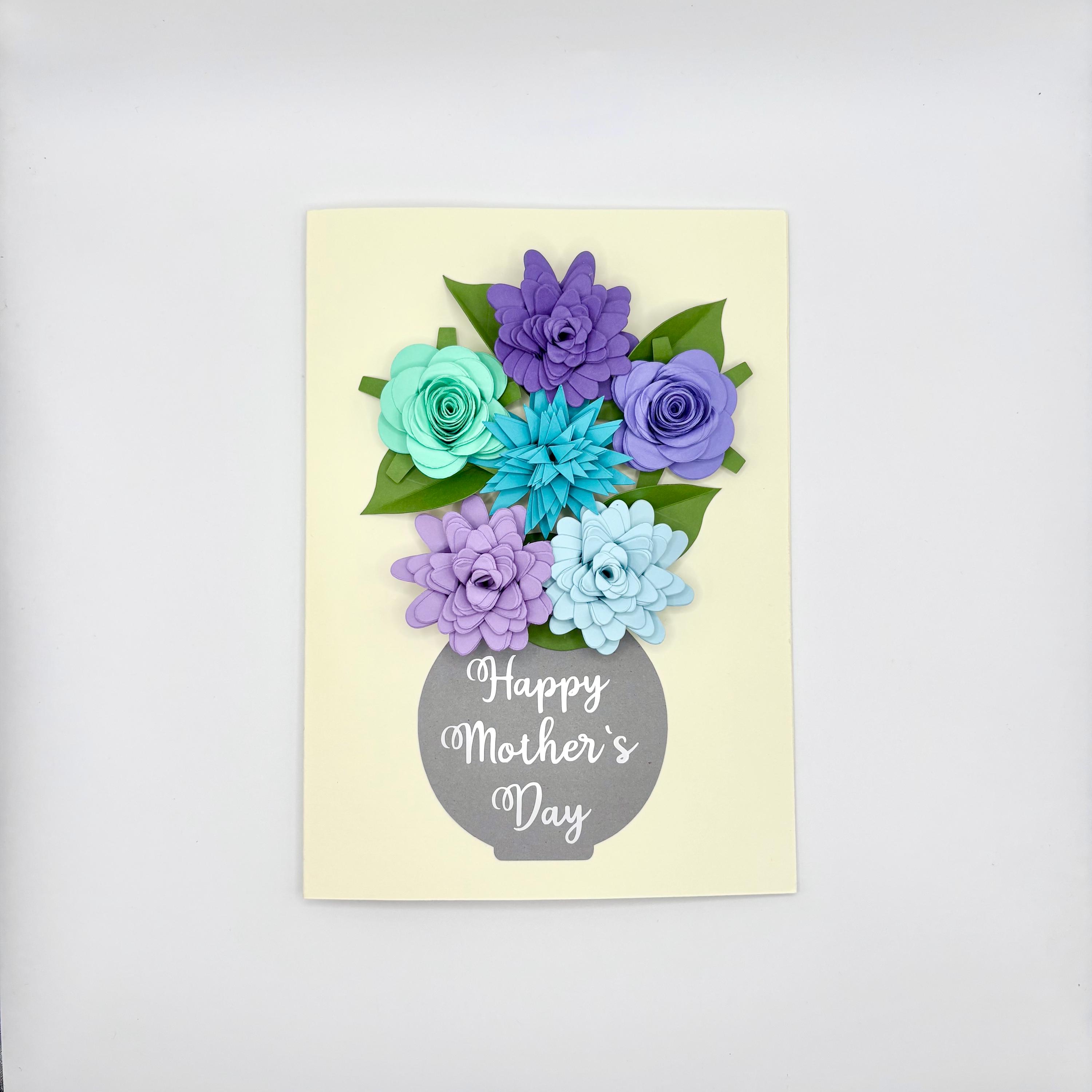 Happy Mother’s Day Floral Greeting Card - 3D Blues/purples - Etsy