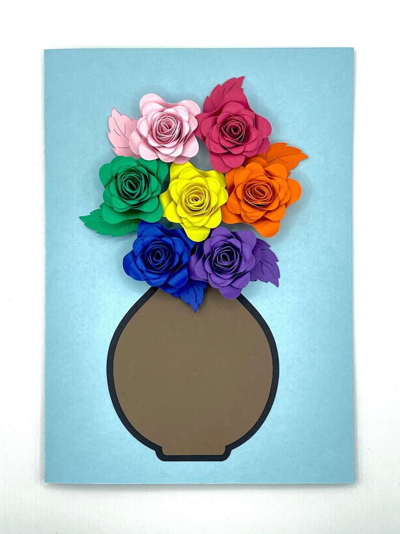 Floral Greeting Card Customizable 3D Rainbow Flower Arrangement image 2